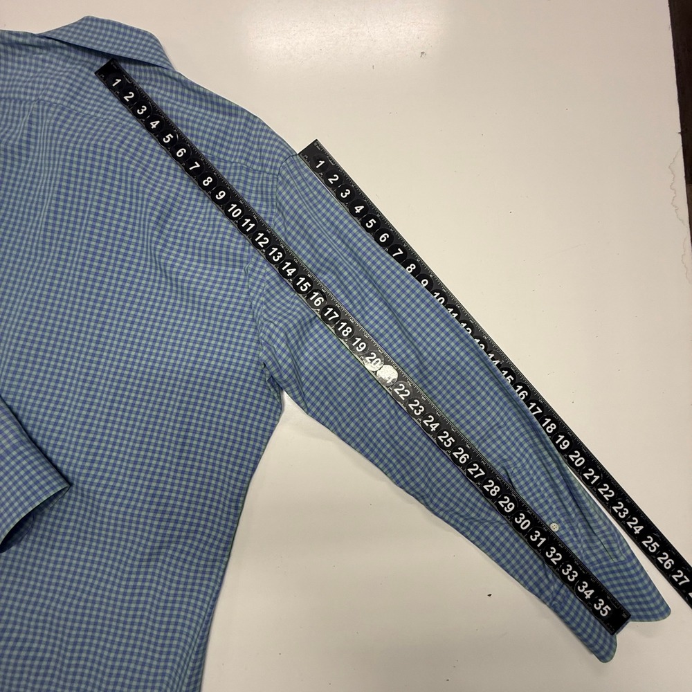 Ledbury Shirt Mens XXL Blue Green Gingham Plaid Slim Fit Long Sleeve Button Up - Picture 5 of 9